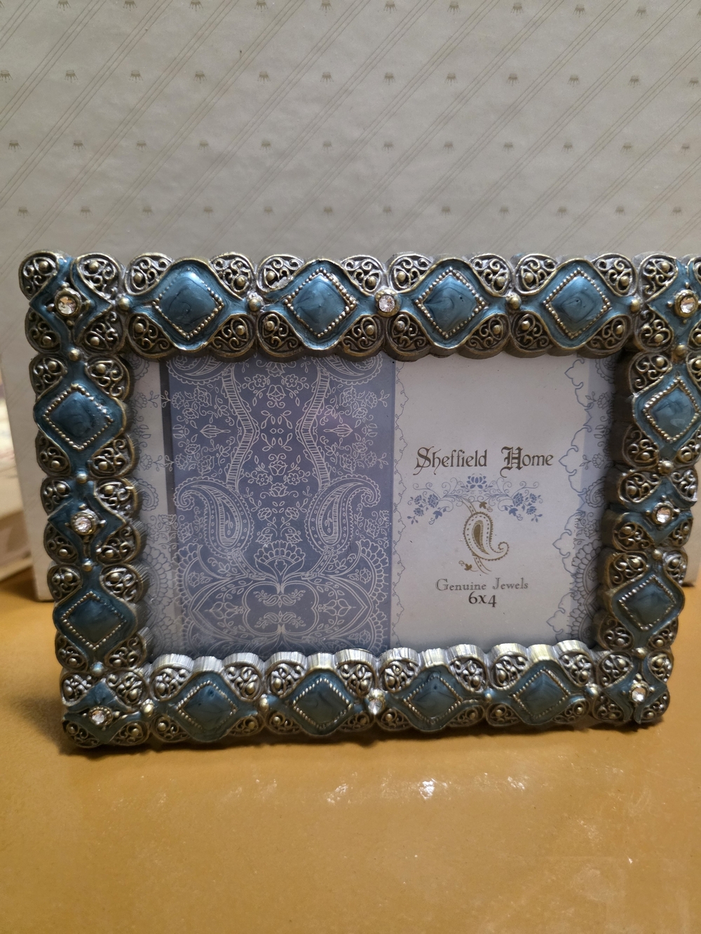 Sheffield Home Turquoise and Silver Ornate Picture Frame